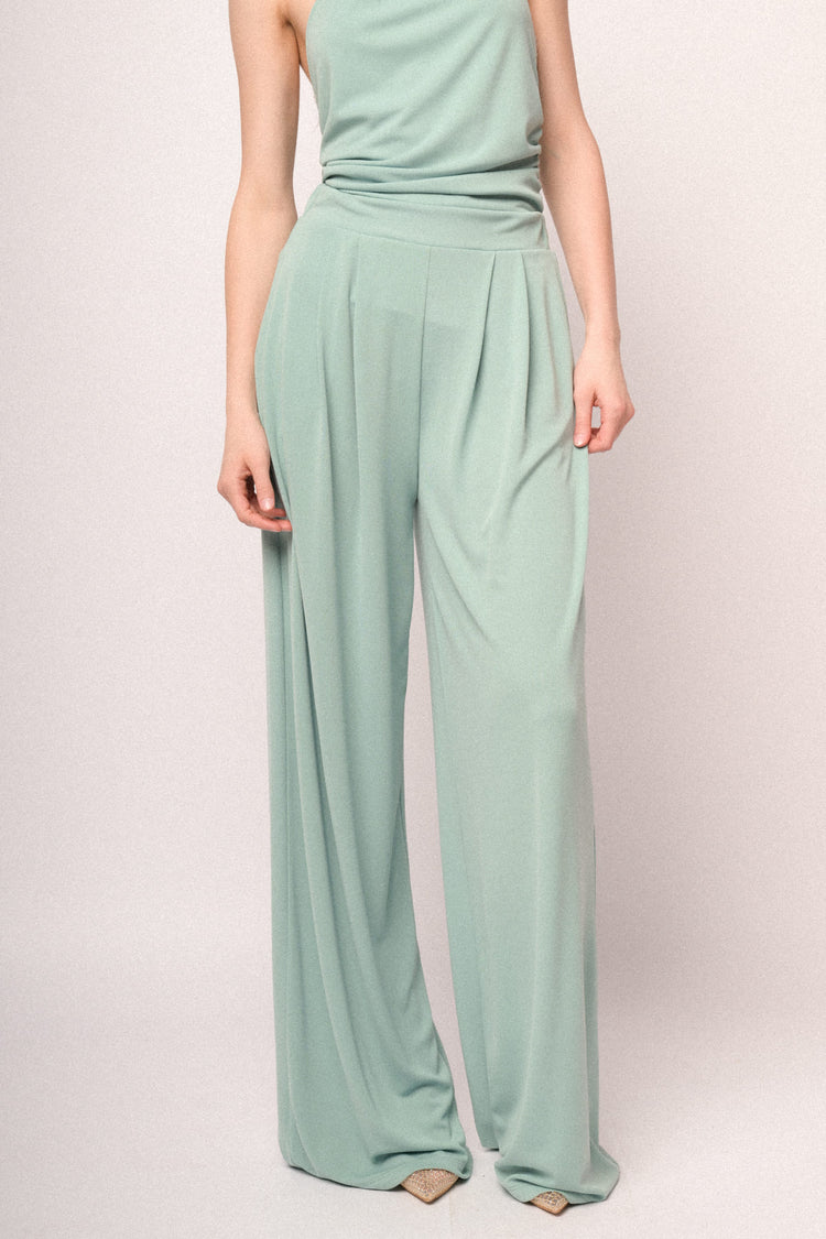 Pantaloni palazzo fluidi verde acqua