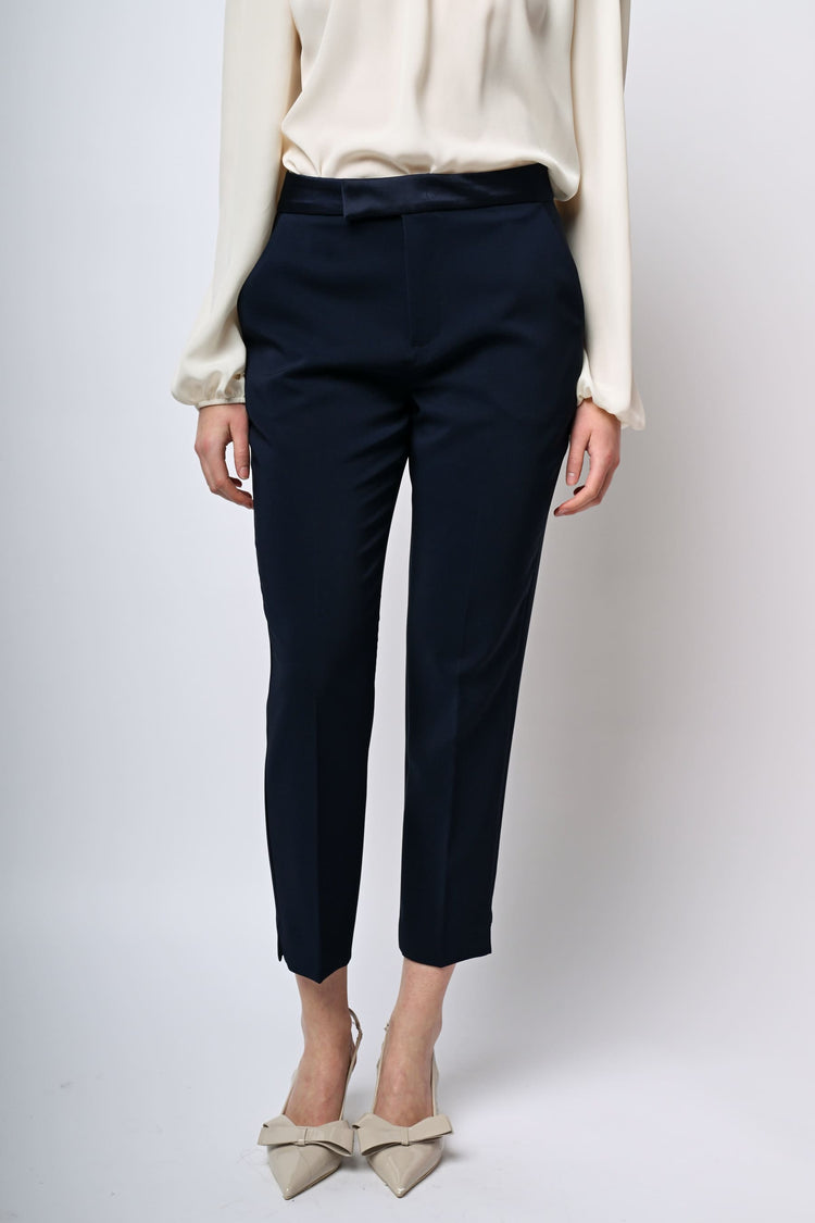 Pantaloni classici con cinta in raso