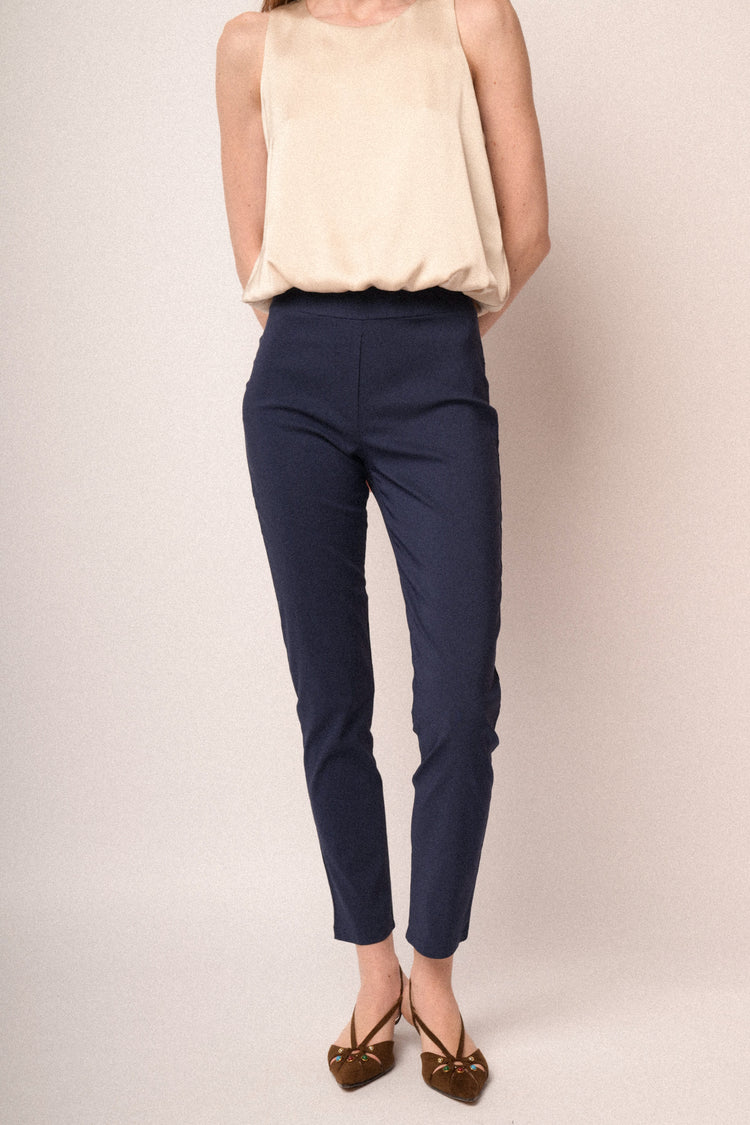 Pantaloni push-up misto viscosa blu
