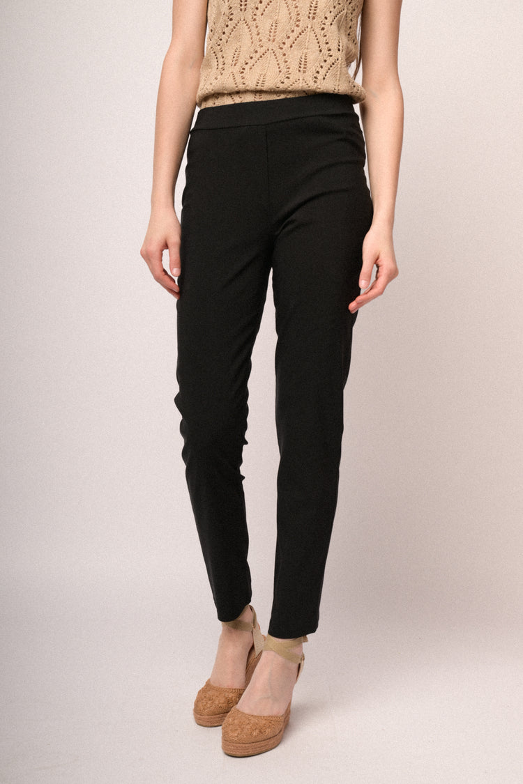 Pantaloni push-up misto viscosa nero