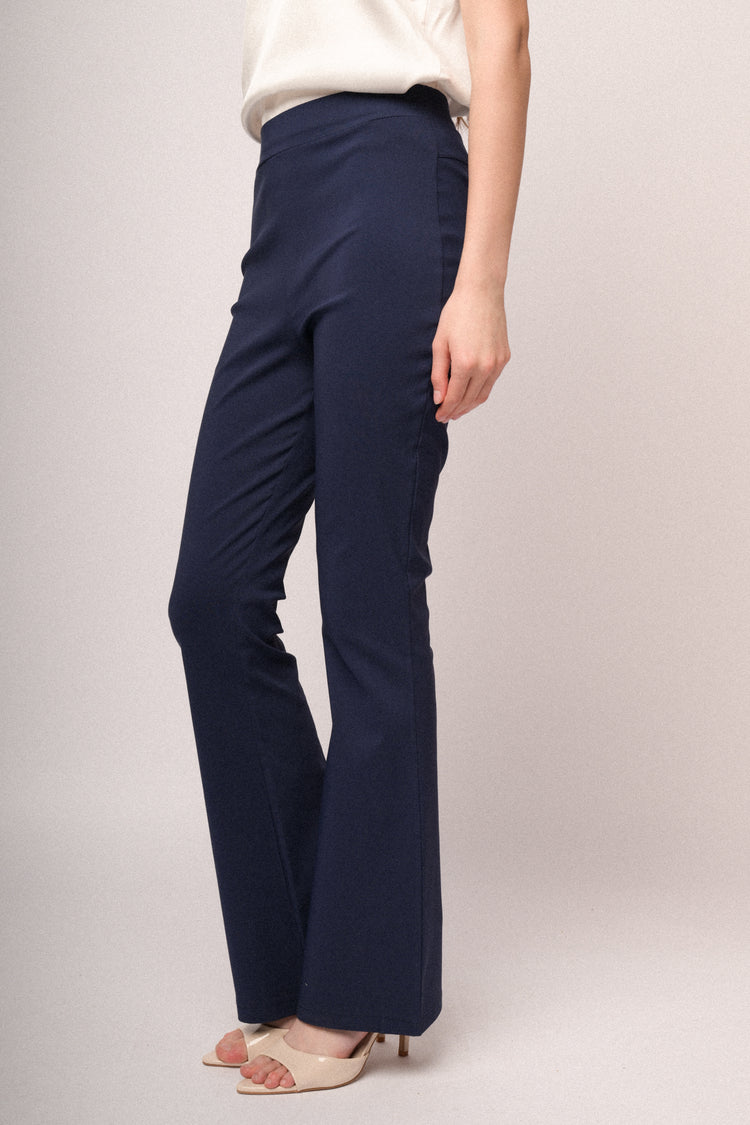 Pantaloni a gamba svasata misto viscosa blu