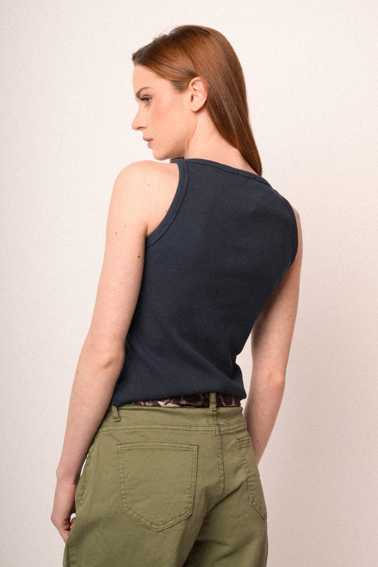 Canotta basic in cotone blu