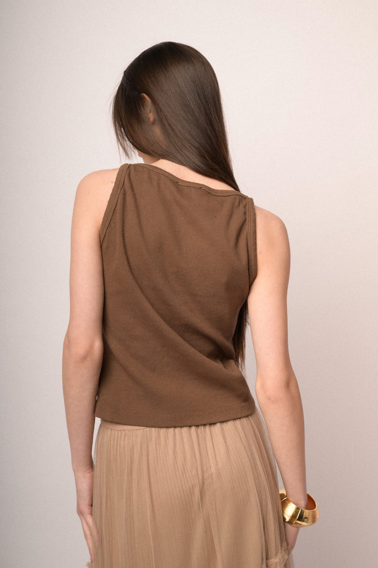 Canotta basic in cotone cioccolato