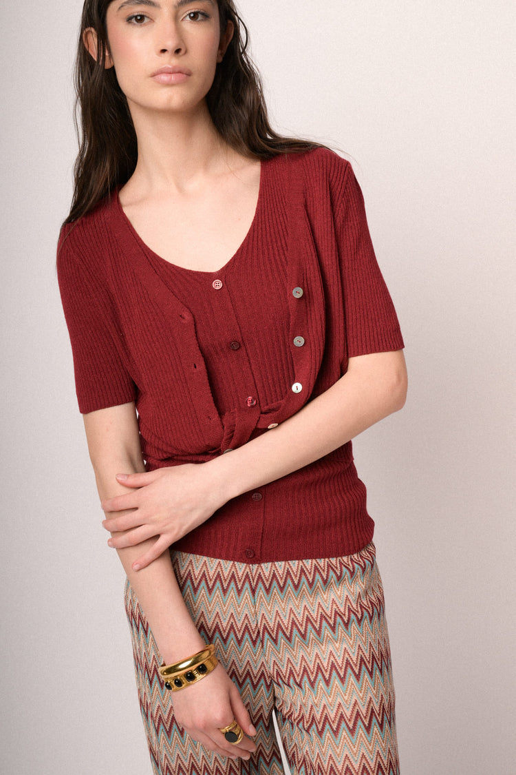 Cardigan manica corta rosso