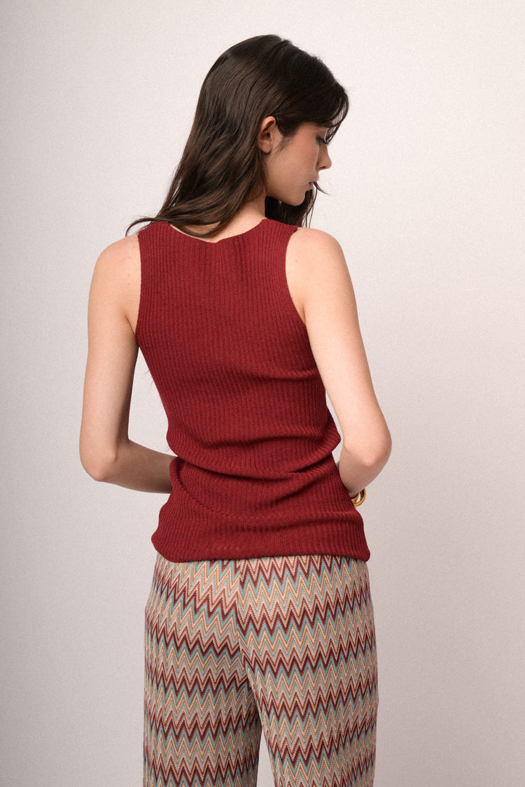Top in maglia rosso