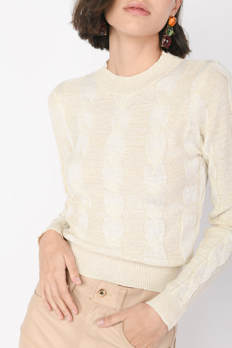 Pull a trecce in maglia lurex