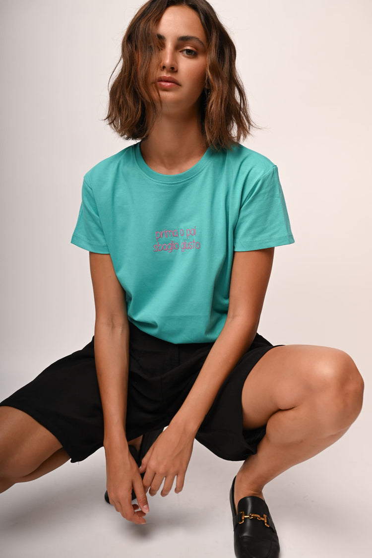 T-shirt Prima o poi sbaglio giusto in cotone