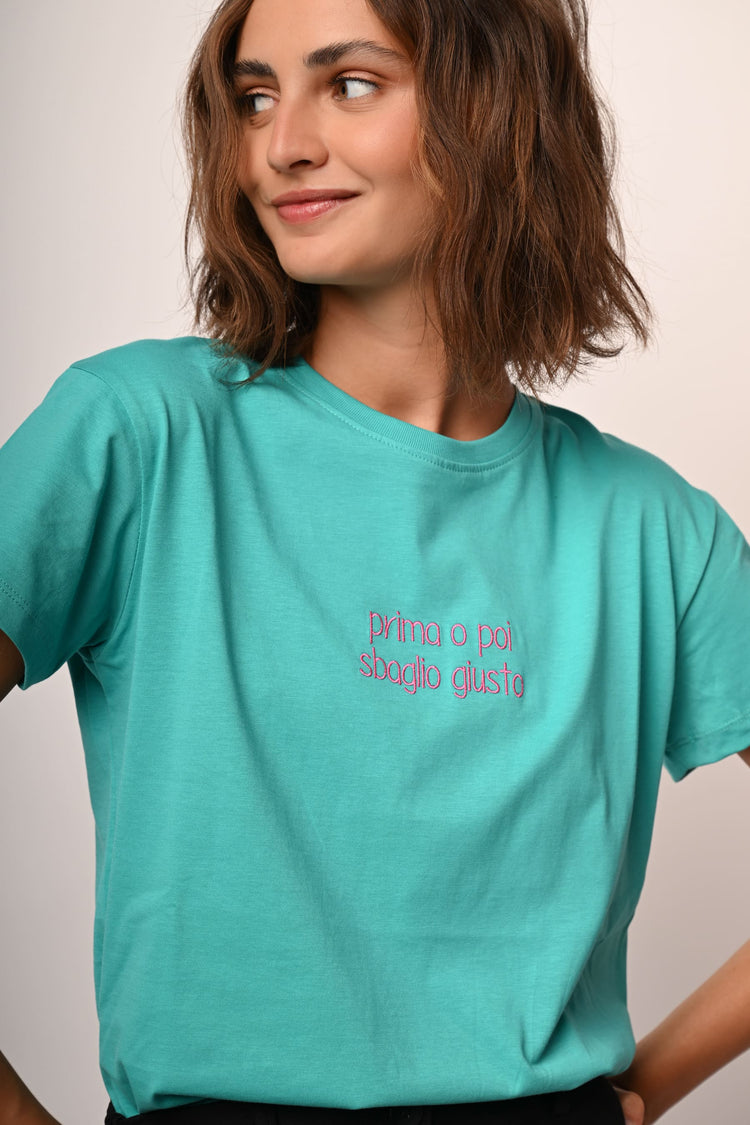T-shirt Prima o poi sbaglio giusto in cotone