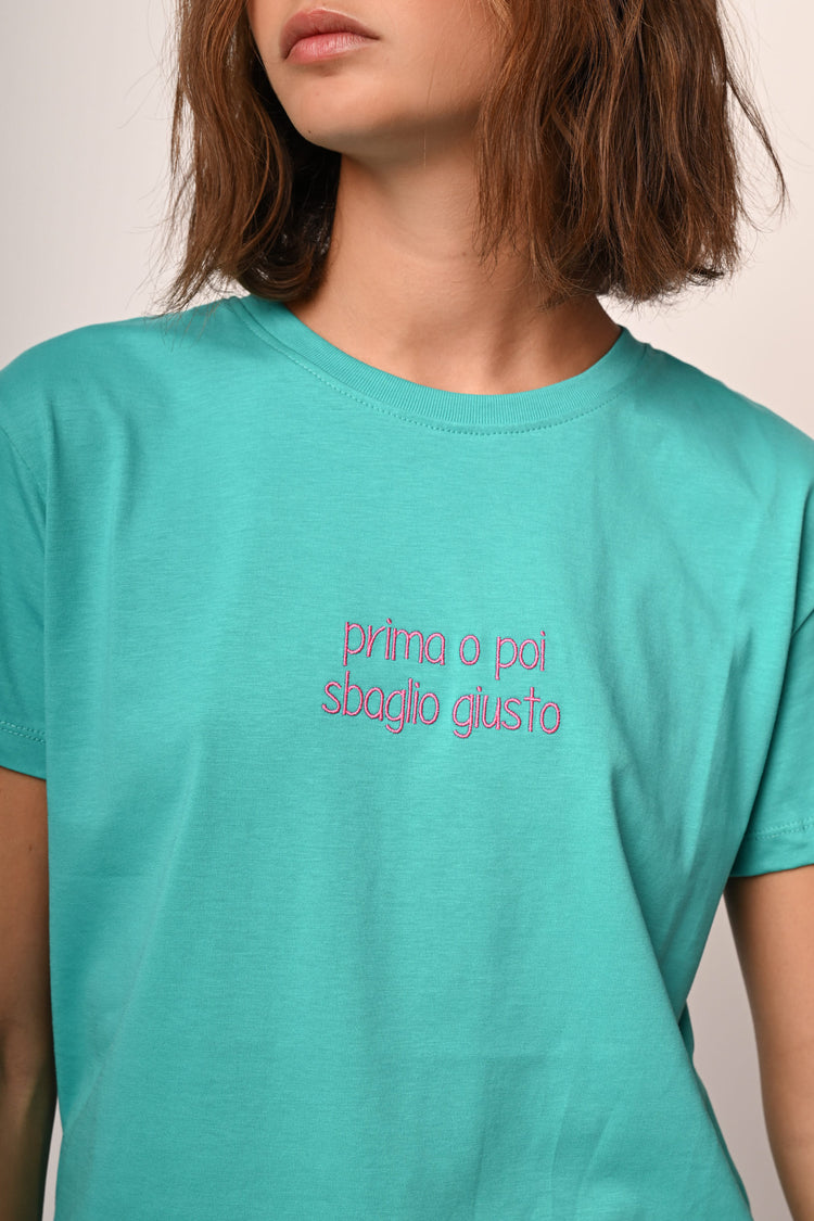 T-shirt Prima o poi sbaglio giusto in cotone