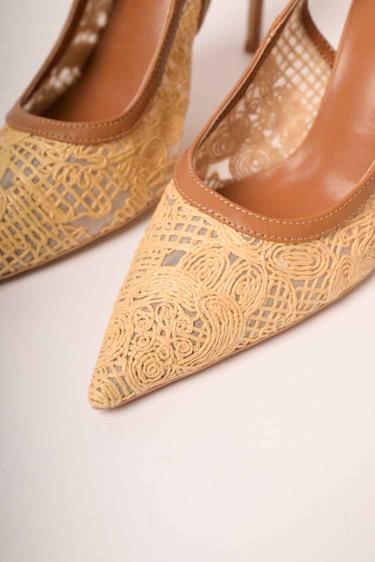 Slingback in rafia beige