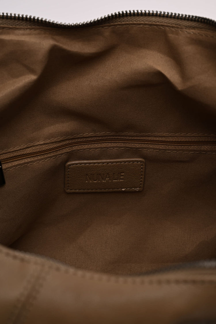 Borsa a spalla in similpelle cioccolato