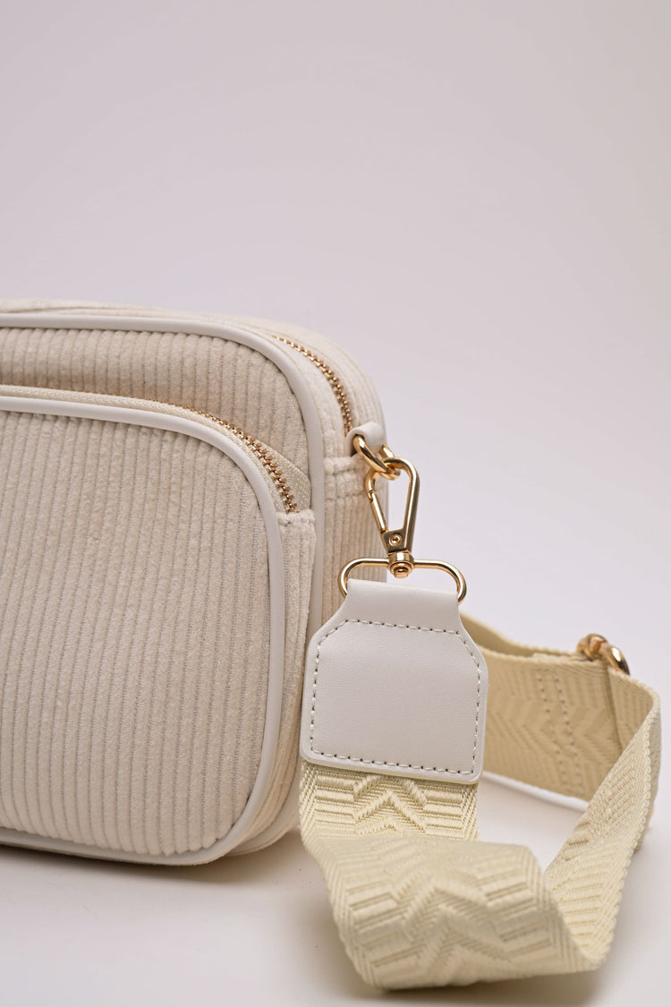 Borsa a tracolla in velluto a righe