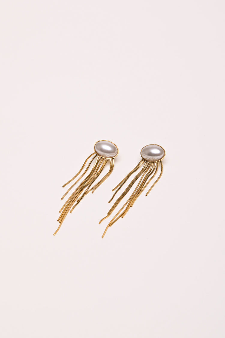 Set collana + orecchini con perle e frange
