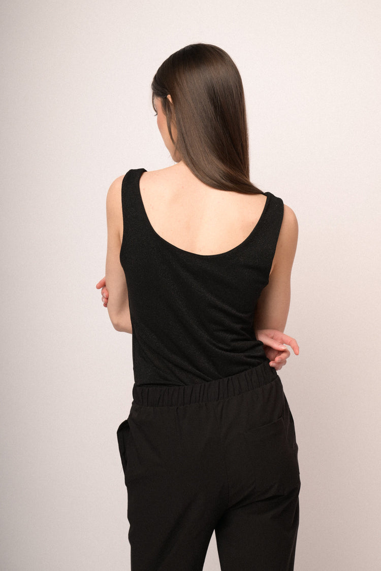 Canotta in maglia lurex nera