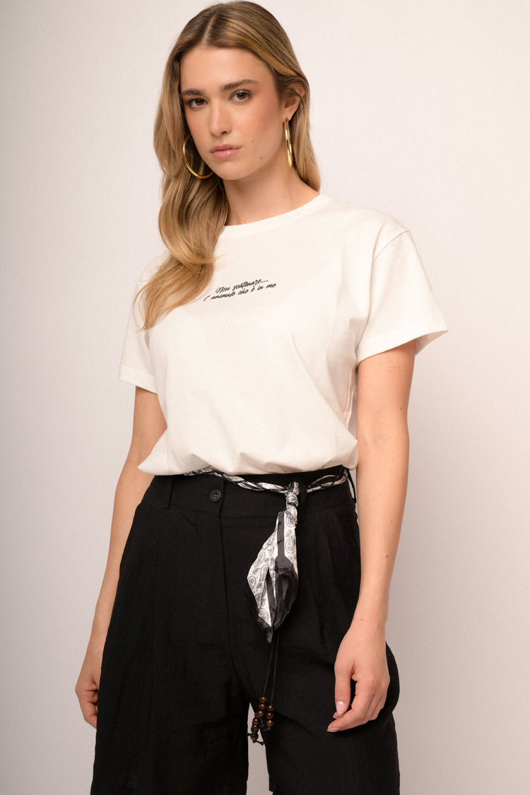 T-shirt bianca con lettering