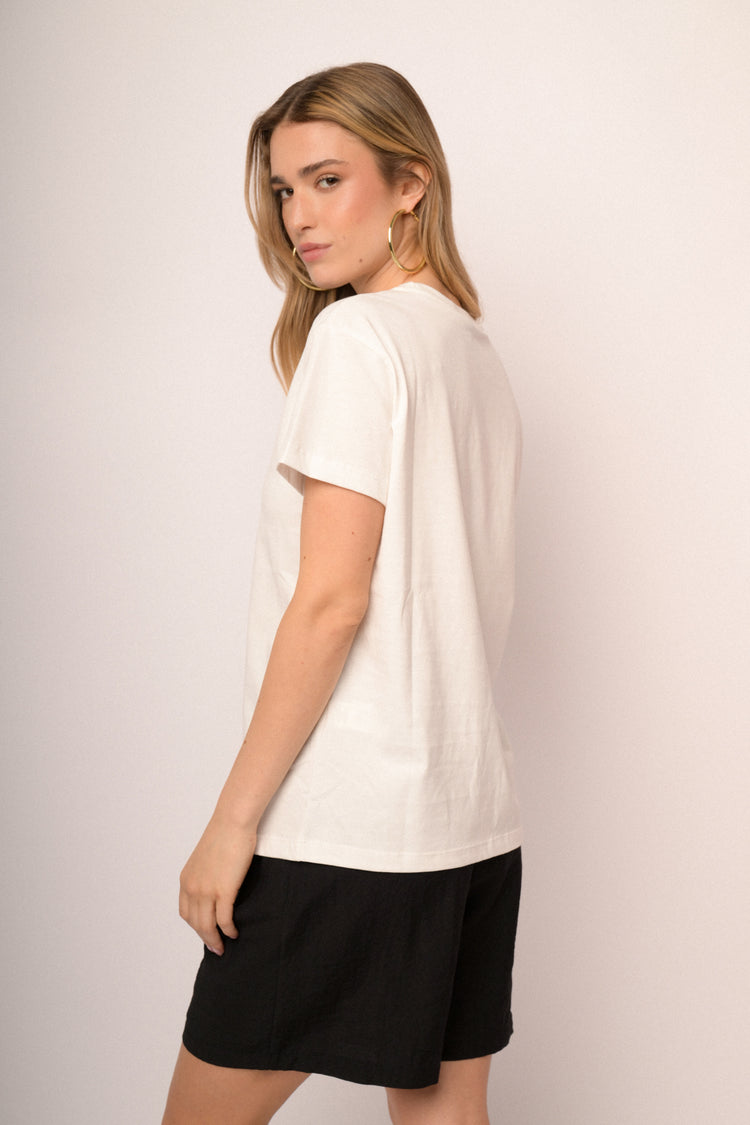 T-shirt bianca con lettering