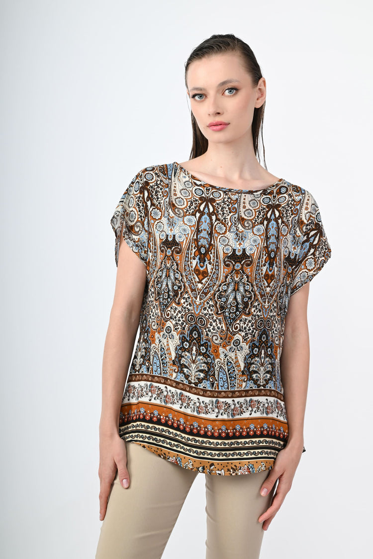 Top in viscosa a stampa paisley