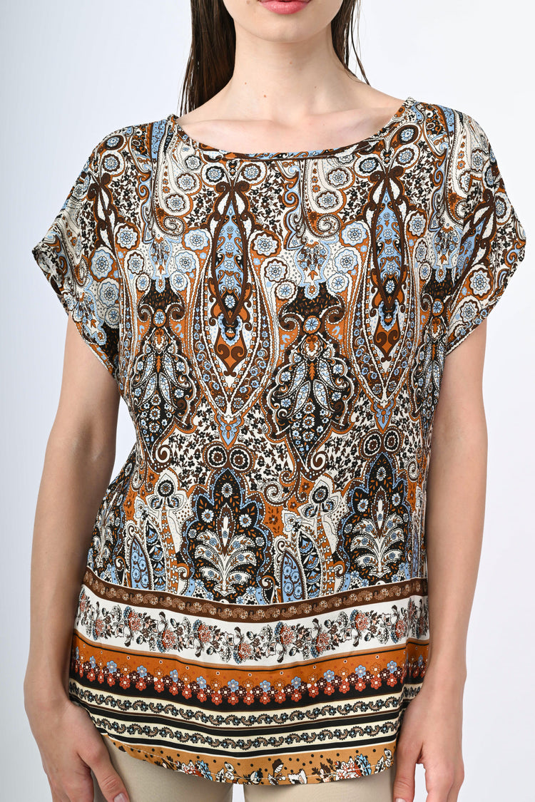 Top in viscosa a stampa paisley