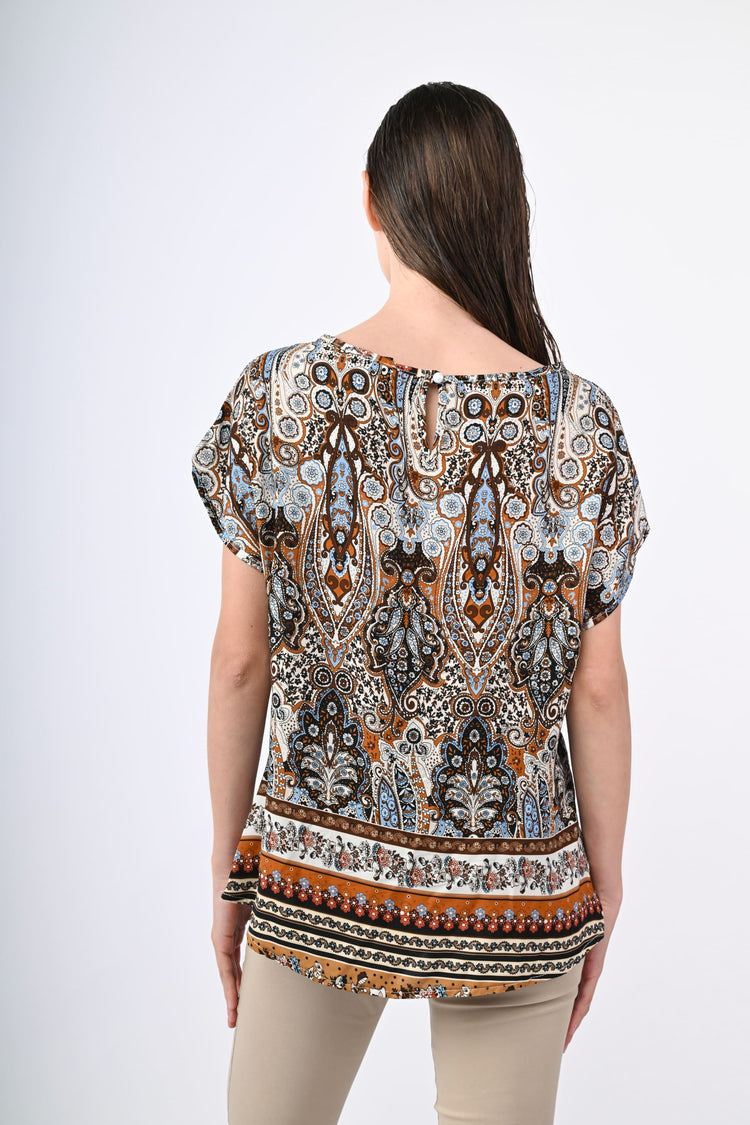 Top in viscosa a stampa paisley