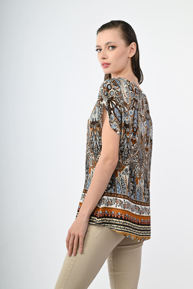 Top in viscosa a stampa paisley