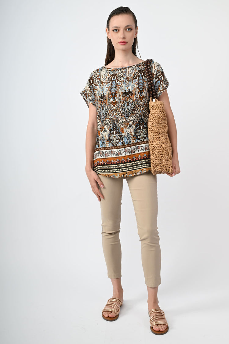 Top in viscosa a stampa paisley