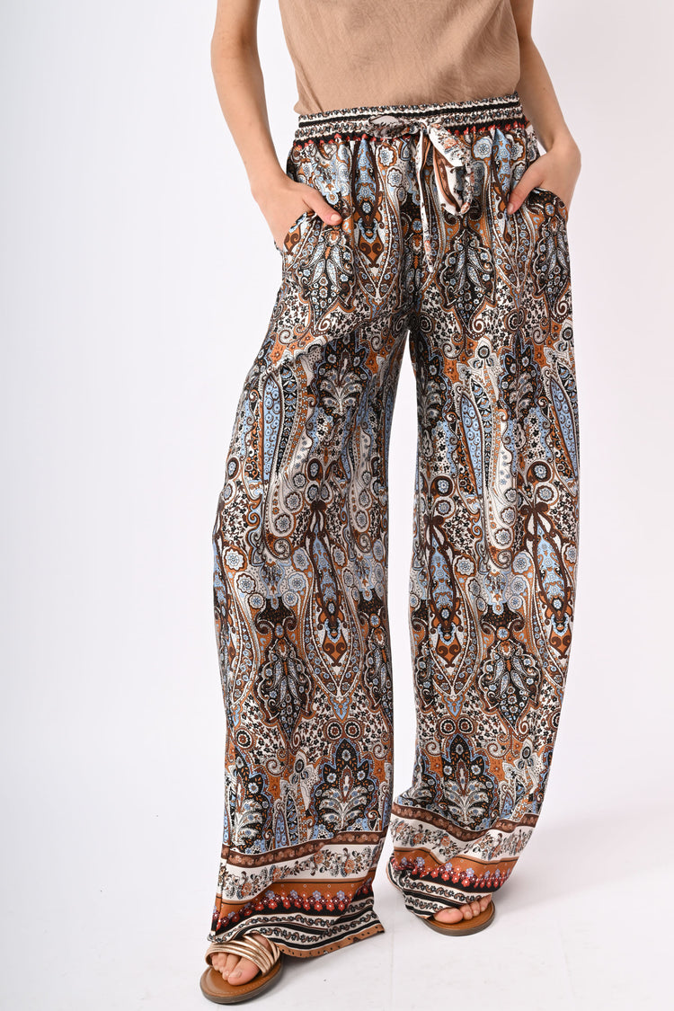 Pantaloni palazzo a stampa paisley