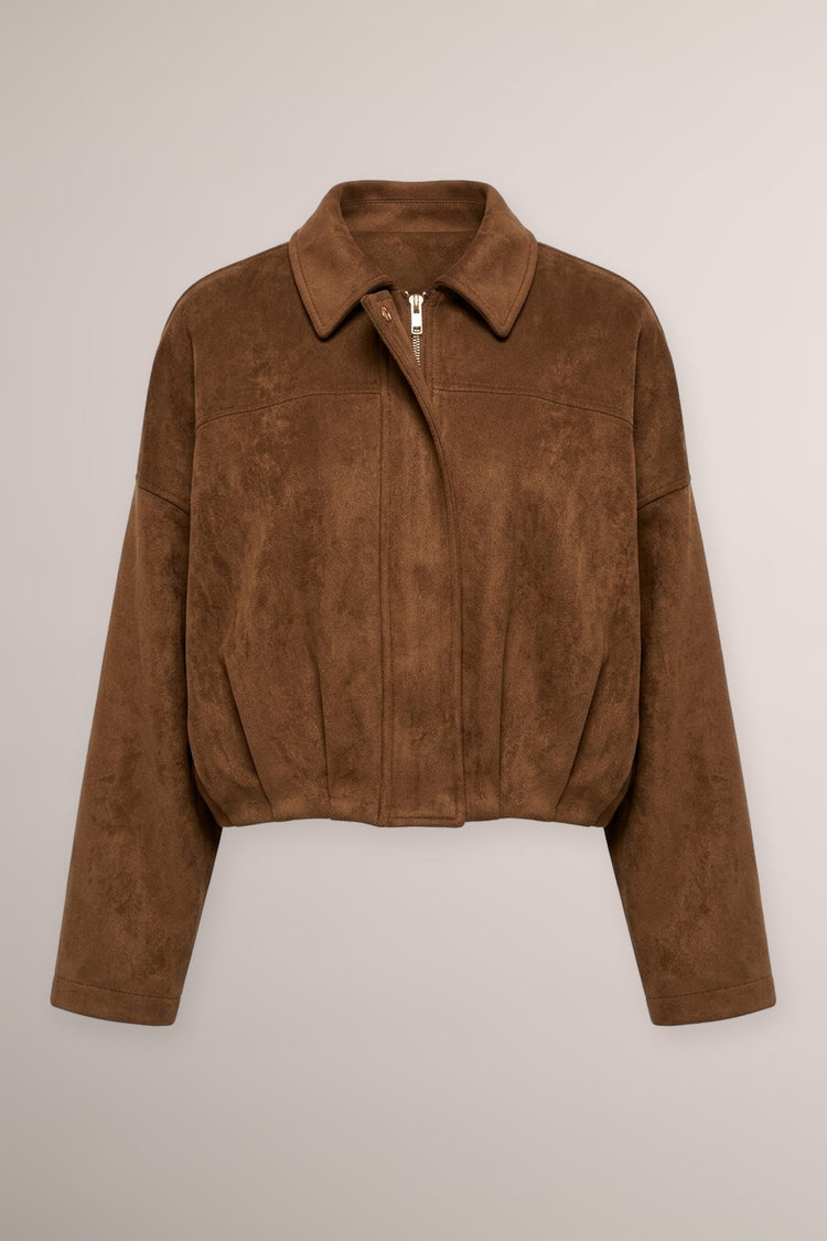 Bomber oversize in faux suede cioccolato