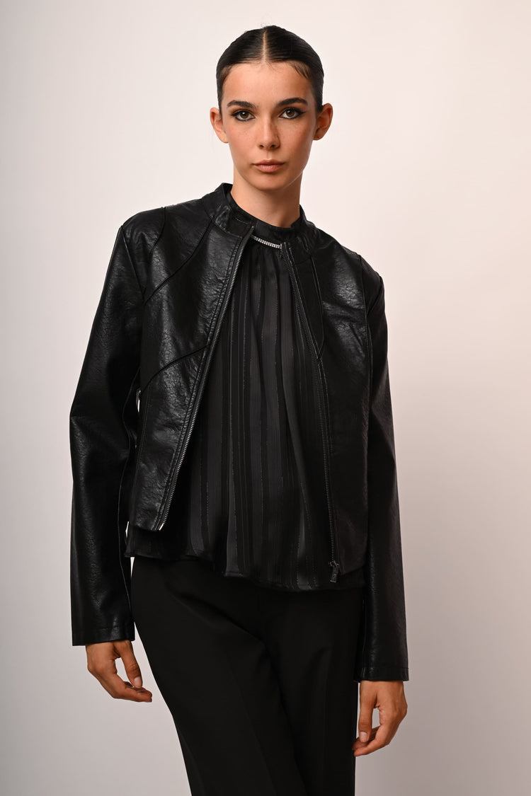 Giacca stile biker in similpelle