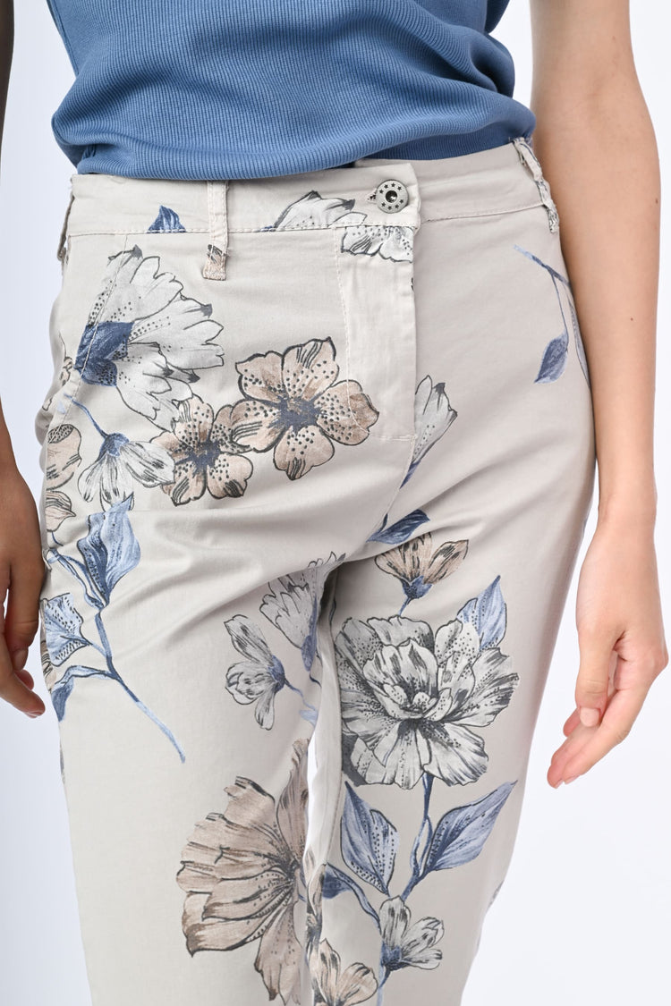 Pantaloni in cotone a stampa floreale