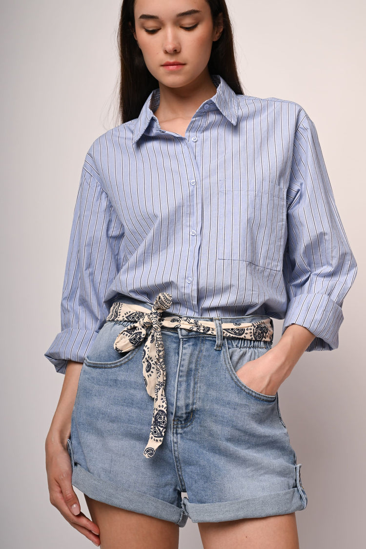 Shorts con denim con cintura-foulard