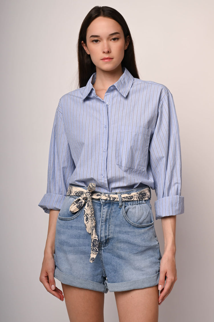 Shorts con denim con cintura-foulard