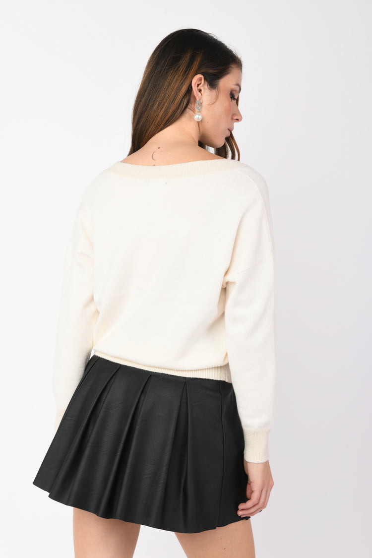 Pull con profili in maglia lurex