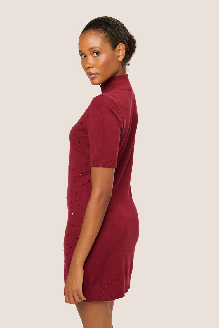 Mini abito in maglia con strass