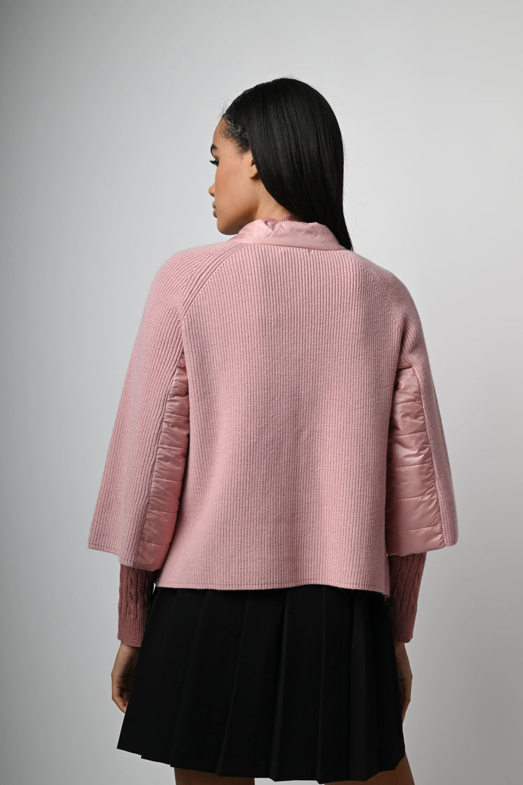 Giacca bi-materiale in nylon e maglia