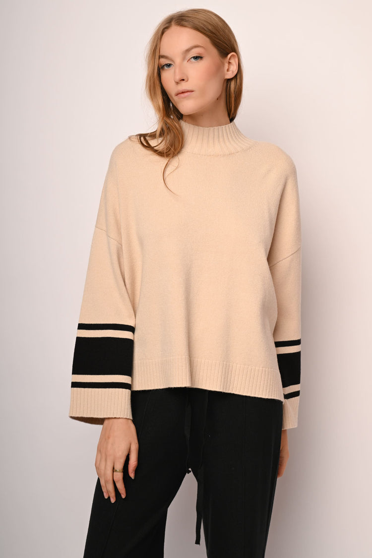 Lupetto oversize con bande a contrasto