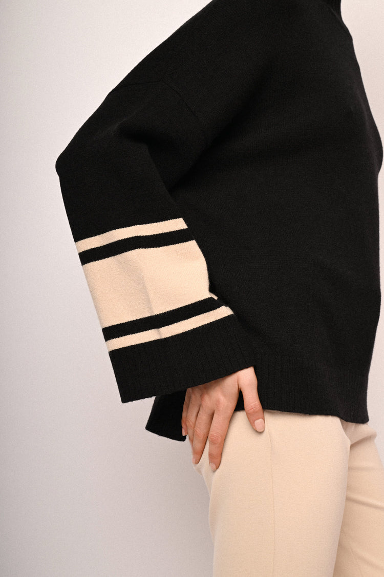 Lupetto oversize con bande a contrasto