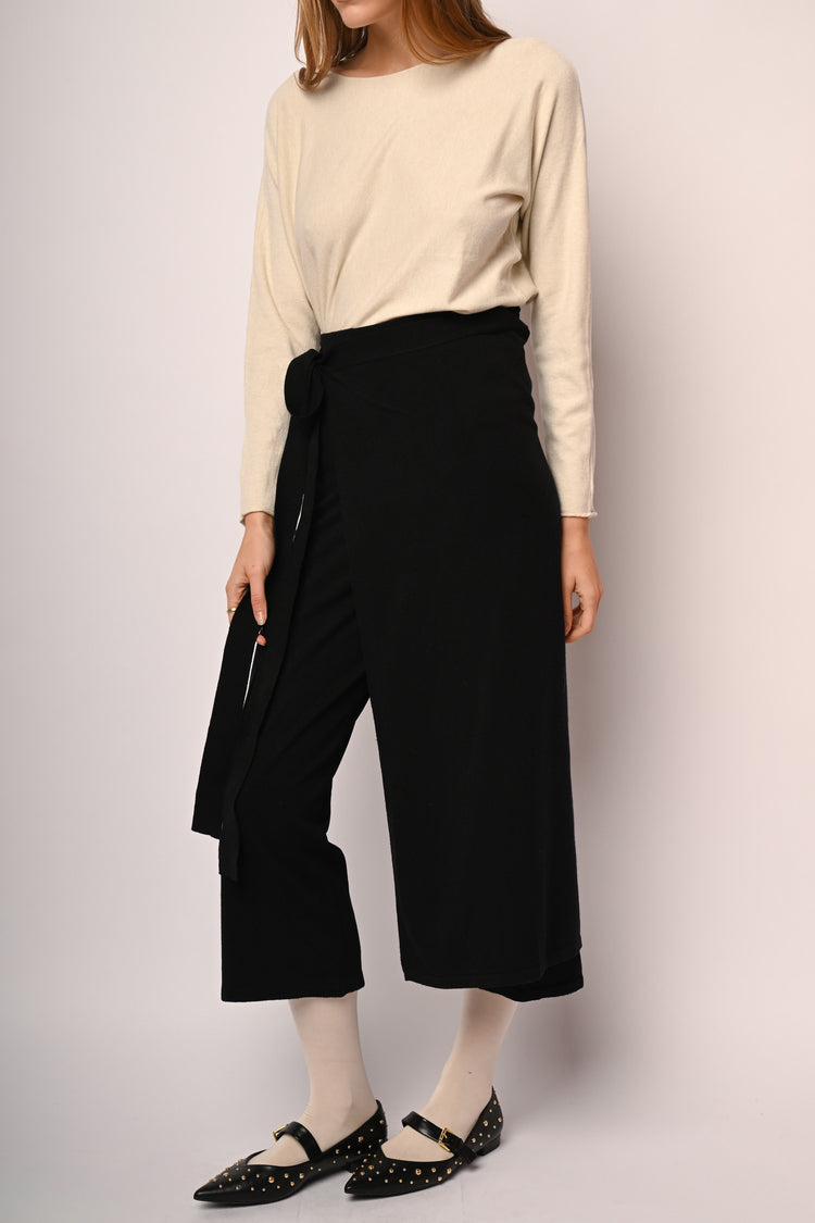 Skort midi in maglia con nodo