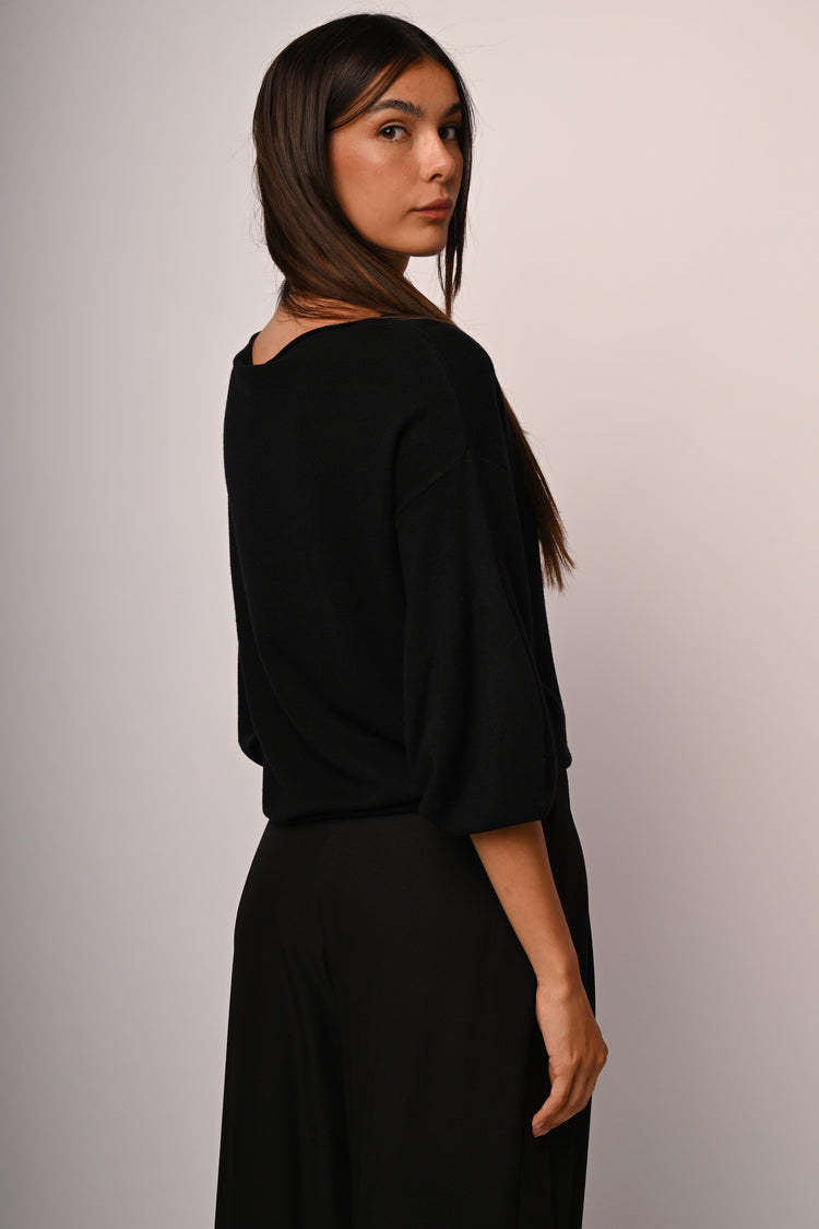 Pull con maniche crop a sbuffo