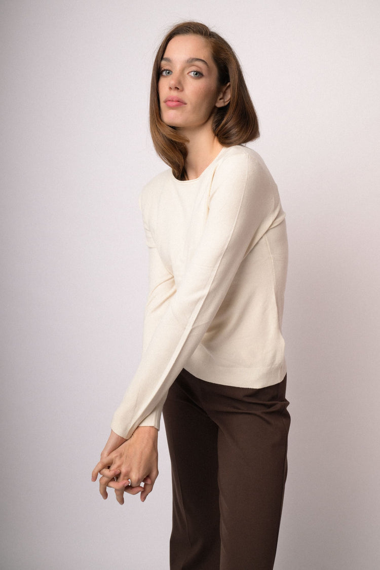 Maglia girocollo basic avorio