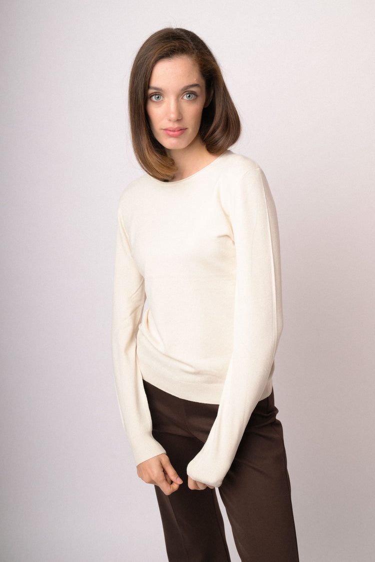 Maglia girocollo basic avorio