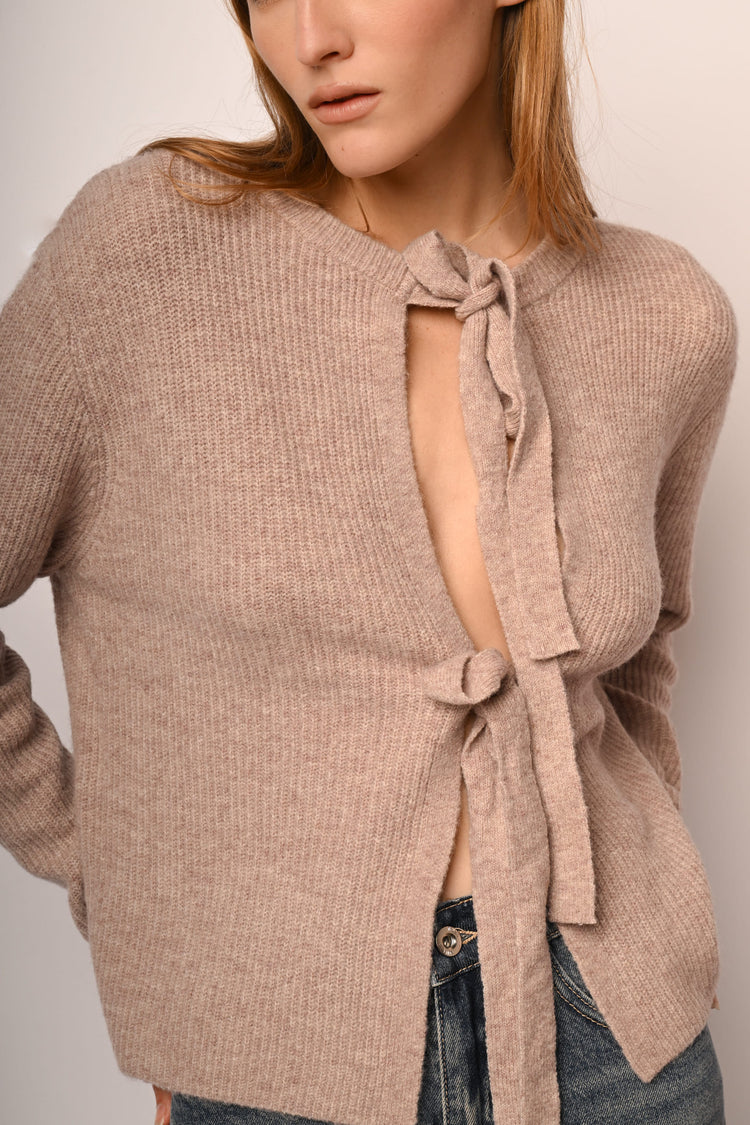 Cardigan con fiocchi da annodare