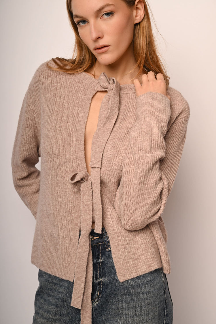 Cardigan con fiocchi da annodare