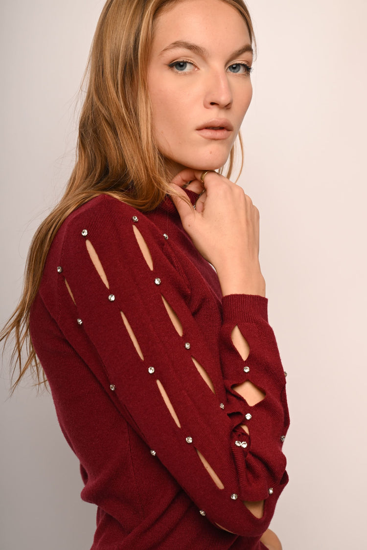 Lupetto con cut-outs e strass