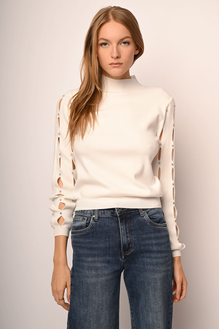 Lupetto con cut-outs e strass