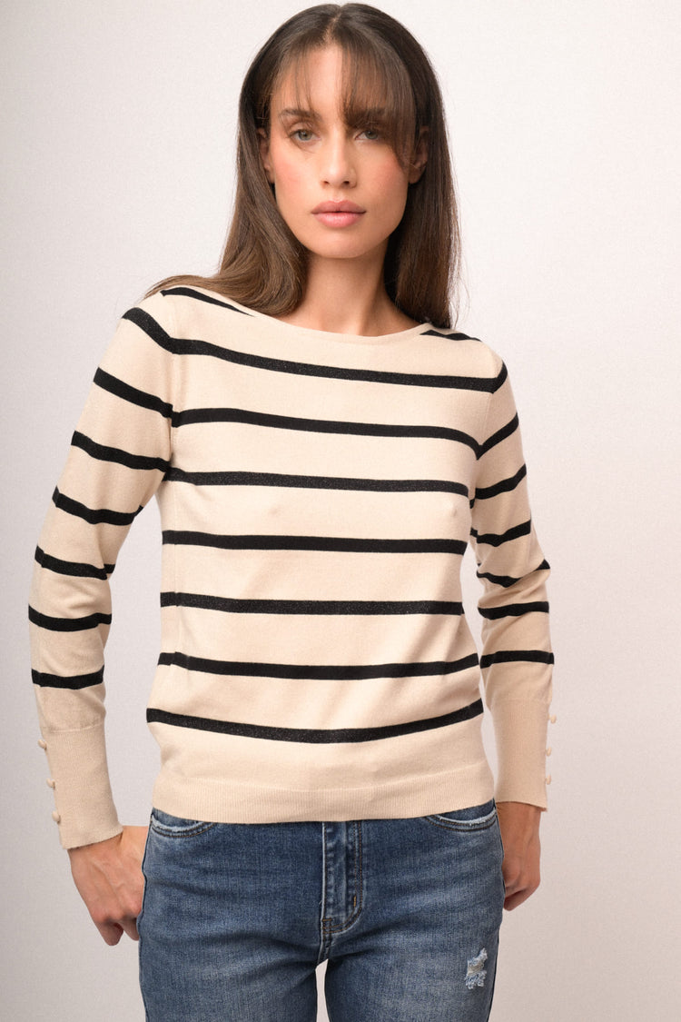 Maglia girocollo righe e lurex