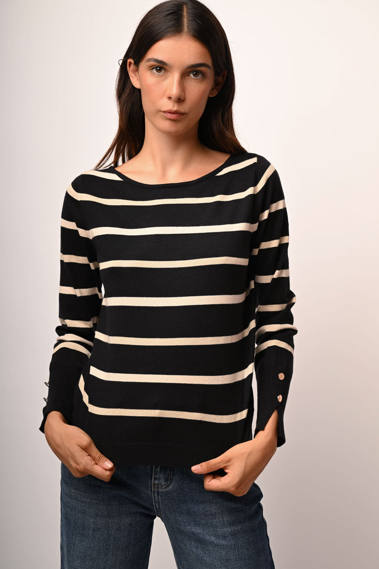 Pull in maglia a righe lurex