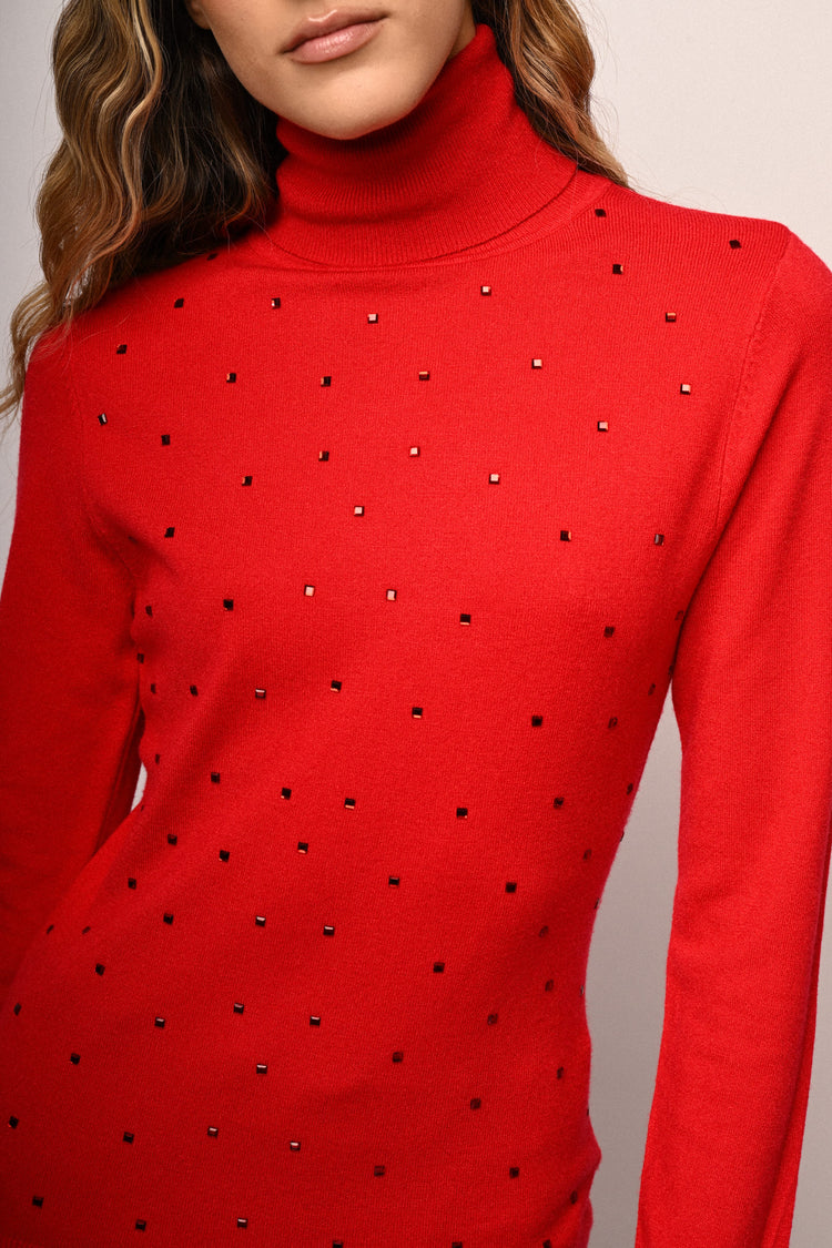 Dolcevita con decorazione strass