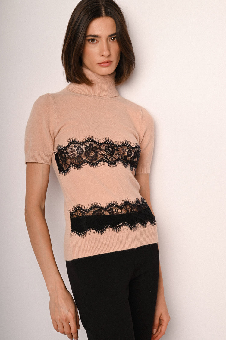 Pull a mezze maniche con pizzo