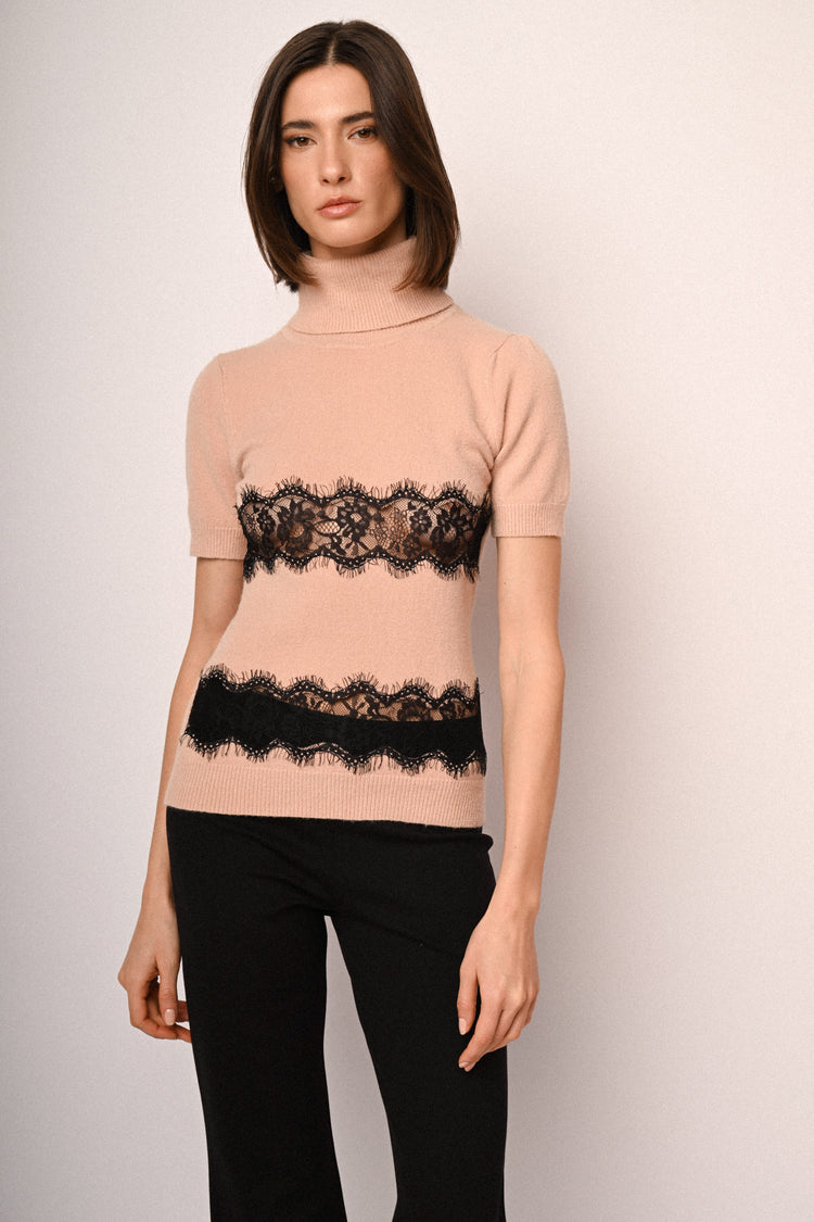 Pull a mezze maniche con pizzo
