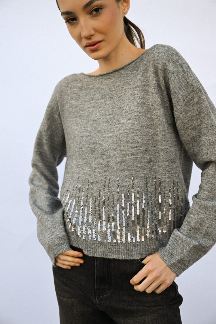 Pull boxy-fit con paillettes
